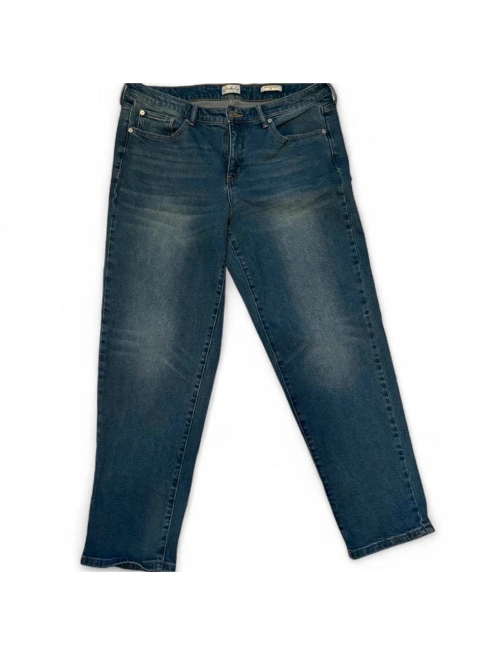 Wonderly Women's Slim Boyfriend Jeans Size 12 Blue‎ Medium Wash High Waist Taper